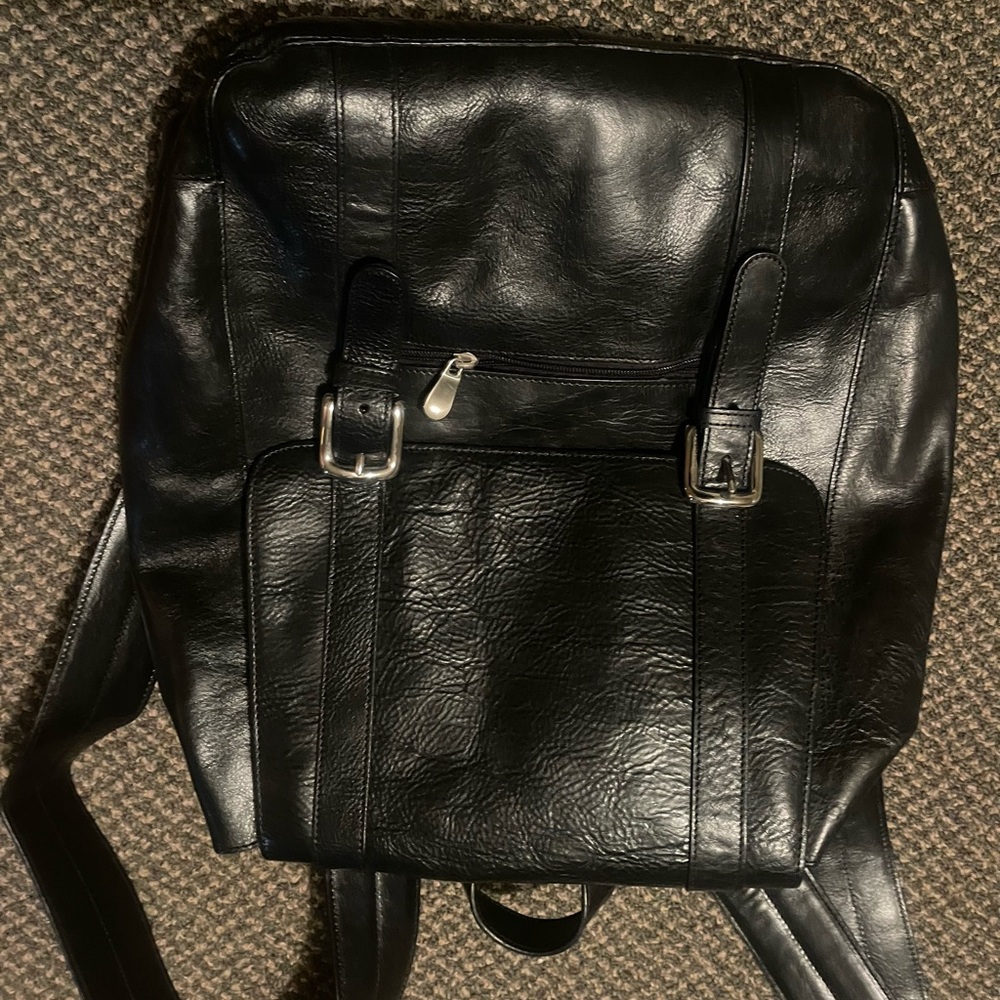 Black Leather Backpack